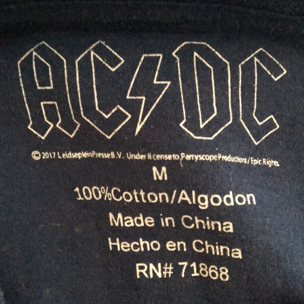 AC/DC Band Graphic T Shirt With Chest Cut-Out ACDC - Picture 6 of 6